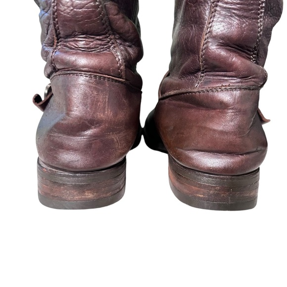 Frye | Brown Leather Veronica Short Slouch Boots Size 9 - Picture 4 of 16
